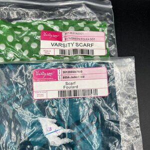 2 Thirty One Scarves ~‎ Varsity Scarf Green Polka Dot & Scarf Foulard Jade Plaid